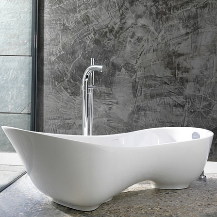 A Victoria & Albert Free standing ceramic bath with extended chrome taps