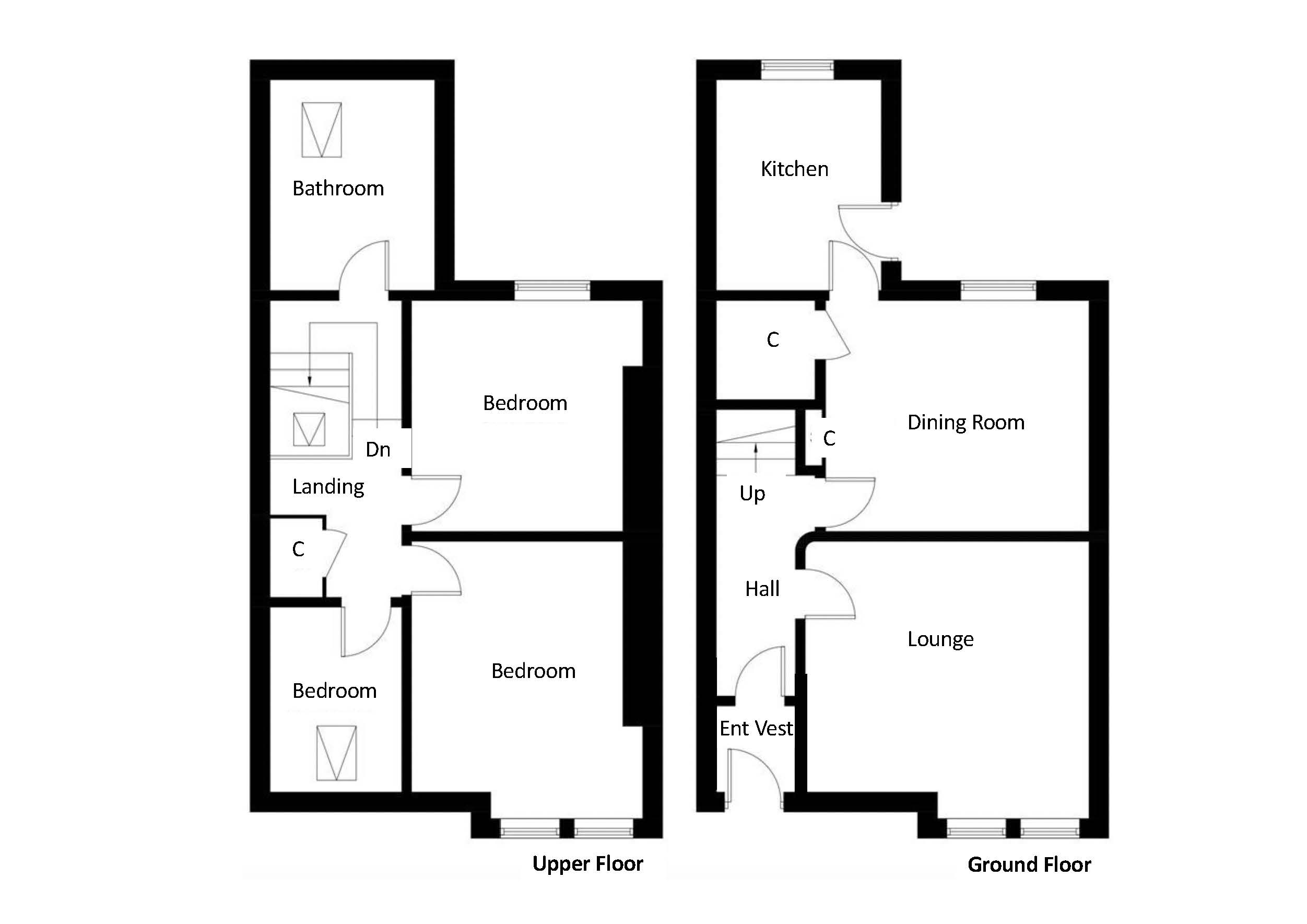 Case study showing Rose Crescent existing Floor Plans, before the project started
