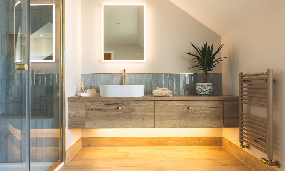 A large vanity unit with underlit as part of the bathroom renovation in Balbeggie